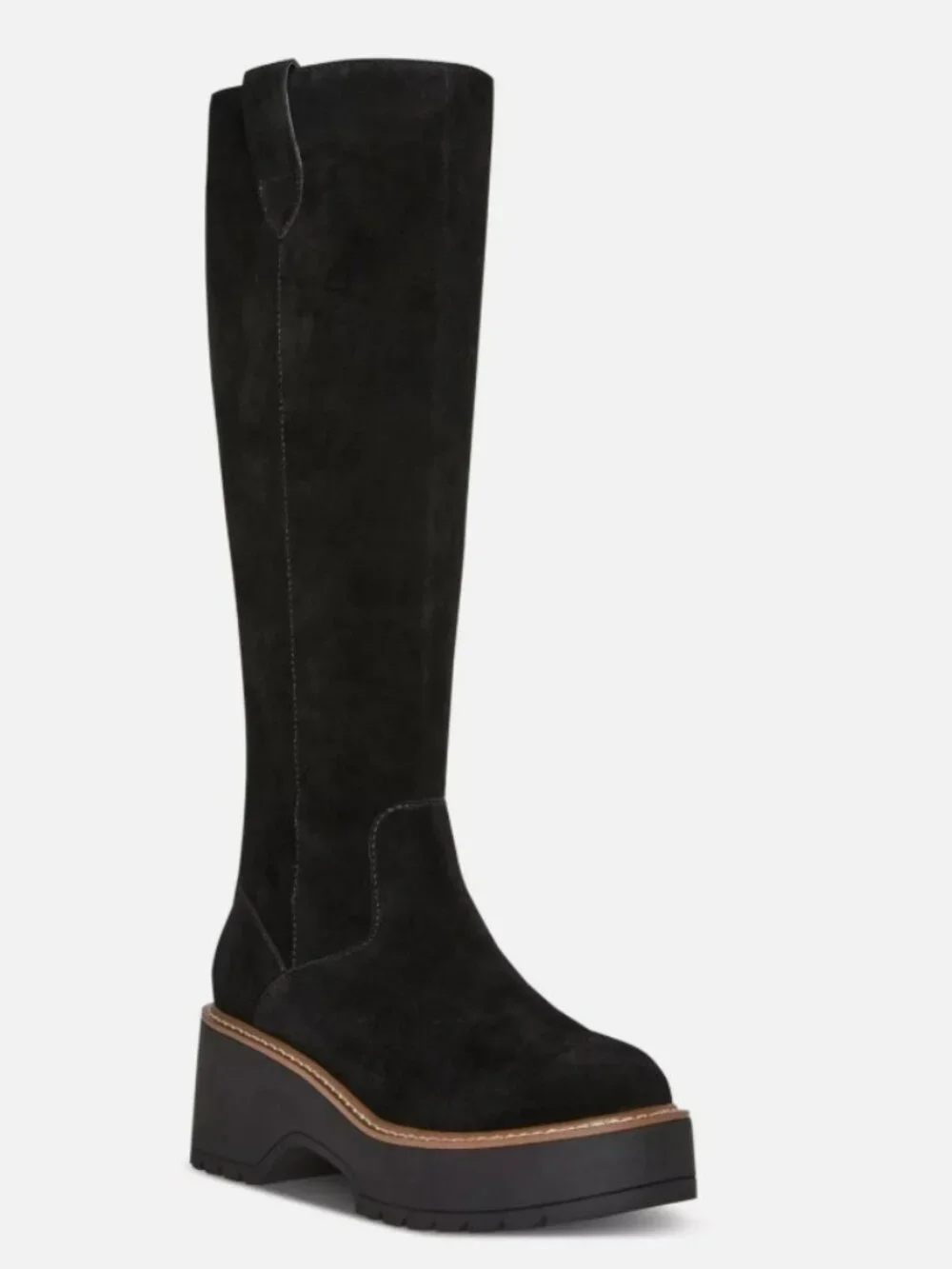 Aqua College Womens Gina Platform Boots Black Suede 9.5M